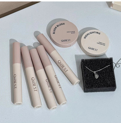 Retro Mail Makeup Set 5pc Matte Lip Mud,1 Blush,1 Highlight And 1 Necklace Gift Multipurpose Cosmetics Kits For Women