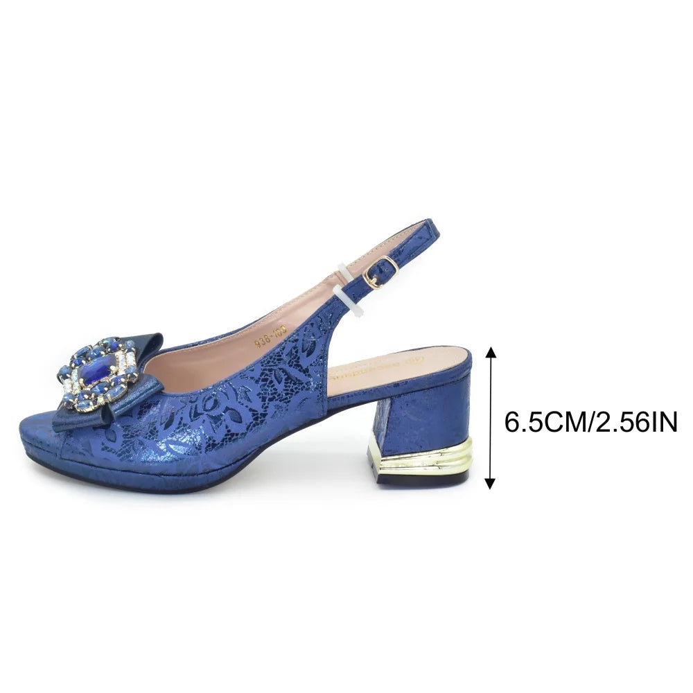 Rhinestone Ladies Shoes and Bags Original Italian Nigeria Party Shoes and Bags for Women Elegant Heeled Shoes for Women