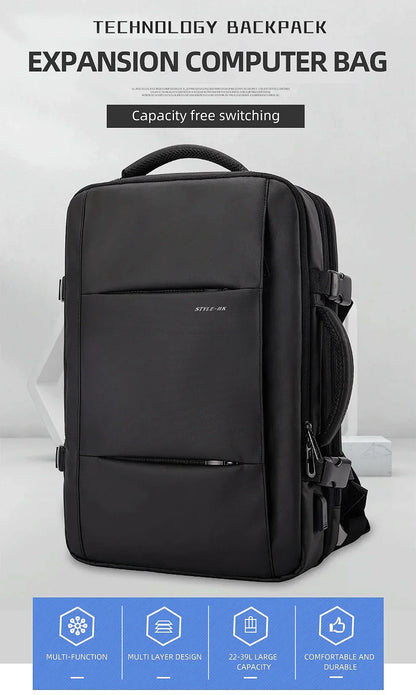 Business Backpack for Men Waterproof Anti-Theft 15.6” Laptop Backpack Casual Large Capacity Expandable Travel Bag Short Trip