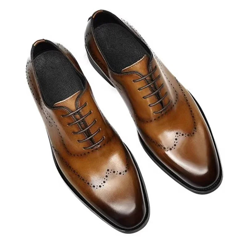 High Quality Cowhide Leather Shoes Men New Style Business Formal Shoes Lace-up Oxford Dress Shoes For Man