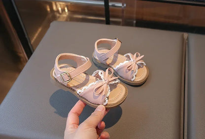 Girls Cute Lace Bow Princess Sandals New Little Kids Soft-soled Beach Summer Shoes Size 22-31