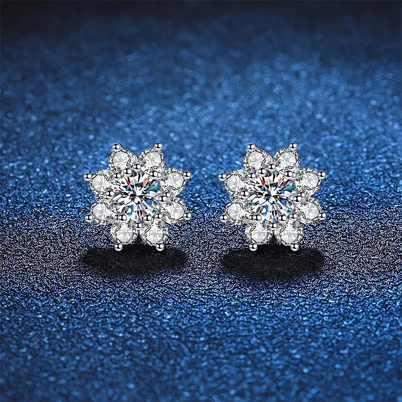 0.5ct Moissanite Stud Earrings For Women 925 Sterling Silver with White Gold Plated Diamond  Ear Studs Wedding Jewelry