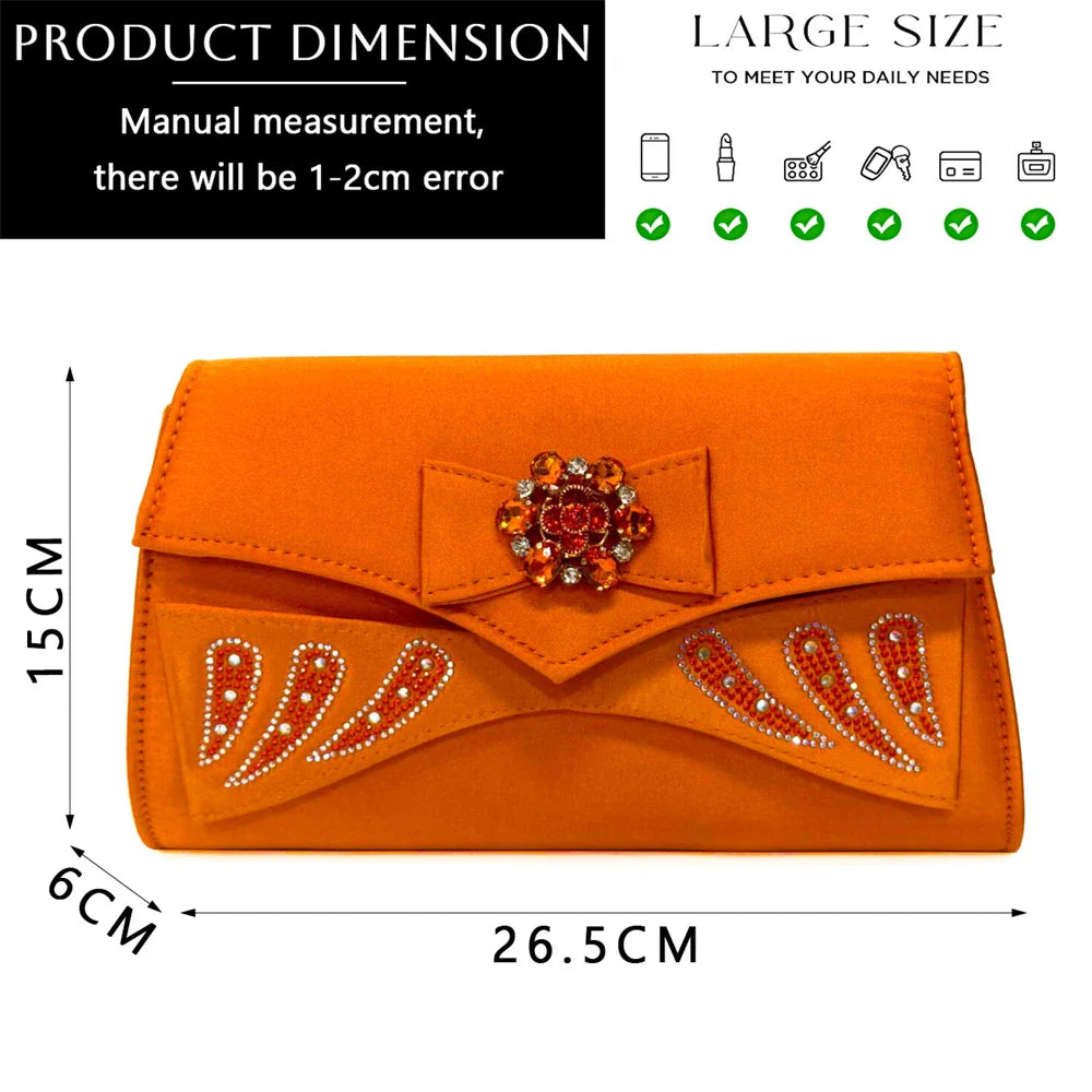 Italian Shoes and Bags Matching Set for Women Bow Rhinestones Peep Toe High Heels Purple Color Nigerian Party 2024