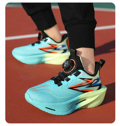 Children‘s Basketball Shoes Non-slip Breathable Sports Training Shoes Outdoor Lace-up Boys Girls Knit Jogging Shoes Gym Sneakers