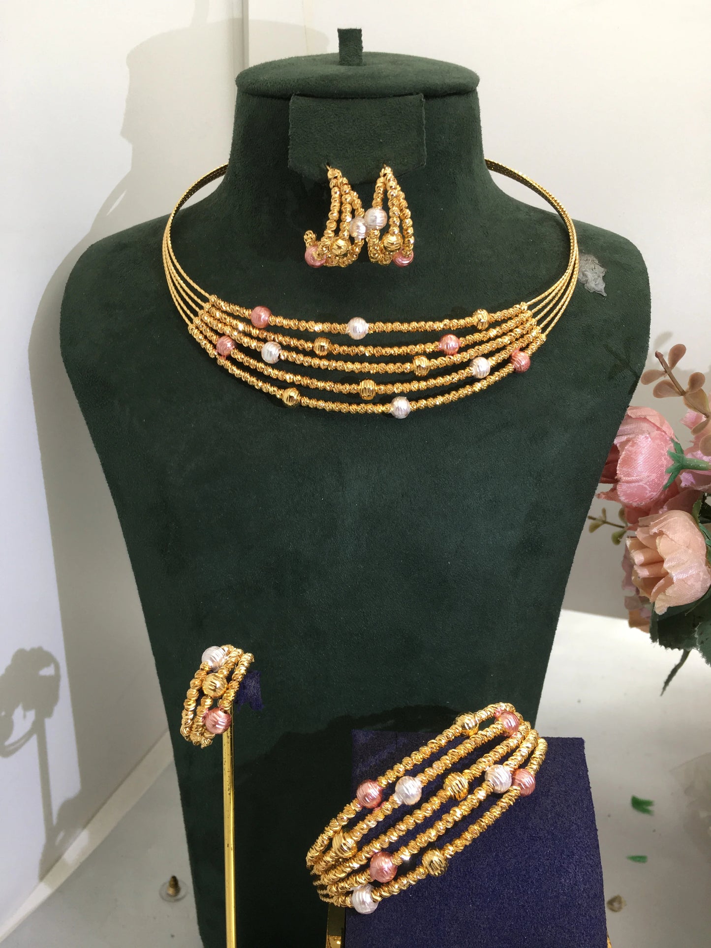Trendy Fashion 4PCS Luxury Waterdrop Indian Jewelry Sets For Women Wedding Party Indian Dubai Bridal jewelry Sets