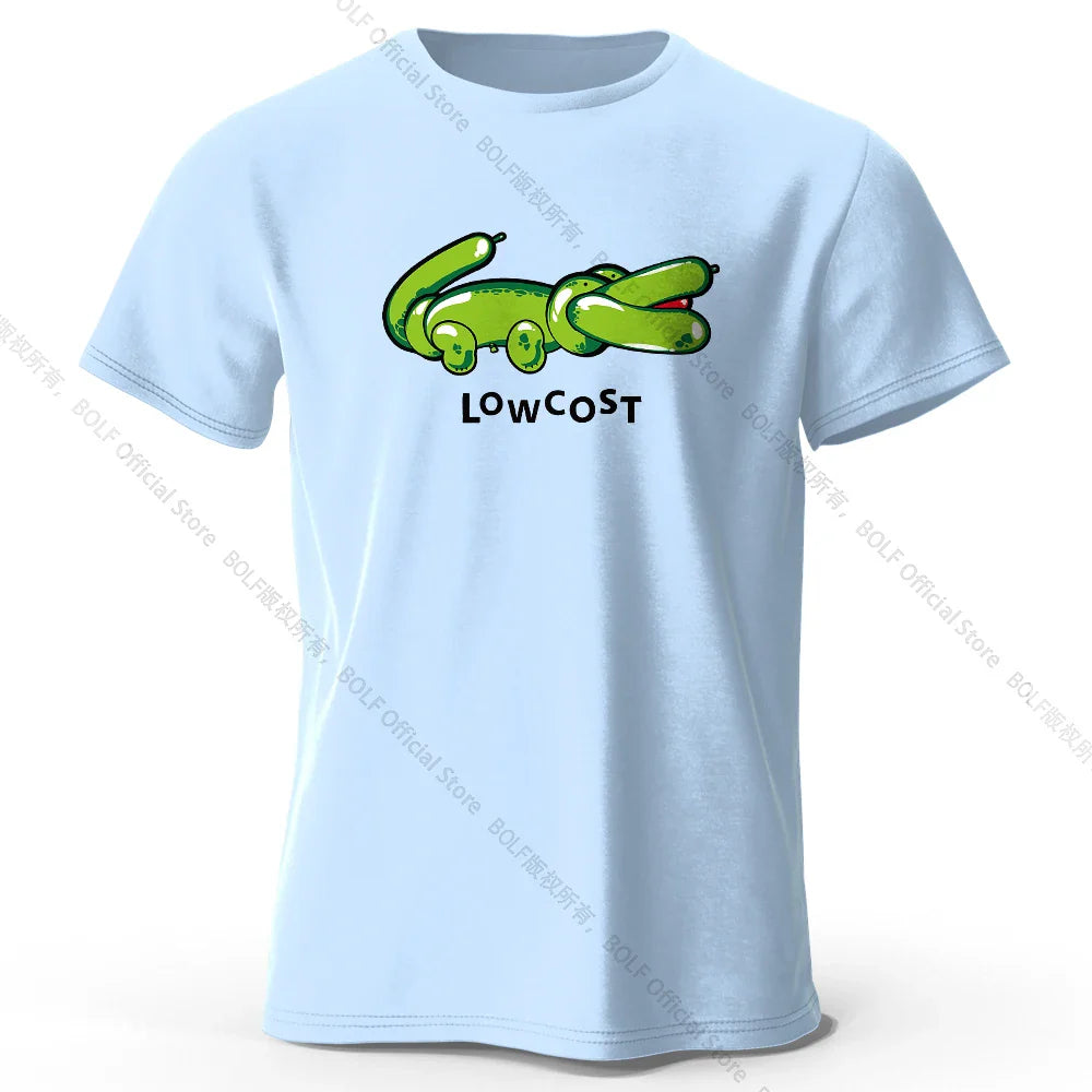 Men's Joke The Lowcost Printed T-Shirt 100% Cotton Oversized Funny Graphic Tees for Women Summer Tops Casual Streetwear