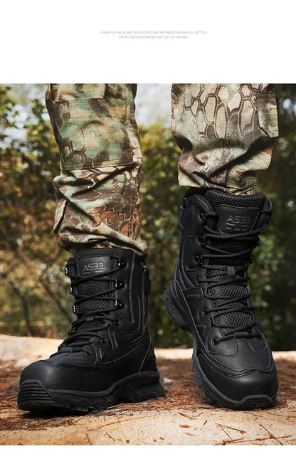 Fashion Men Boots Desert Tactical Boots Mens High Top Outdoor Hiking Shoes Waterproof Ankle Work Safty Sneakers