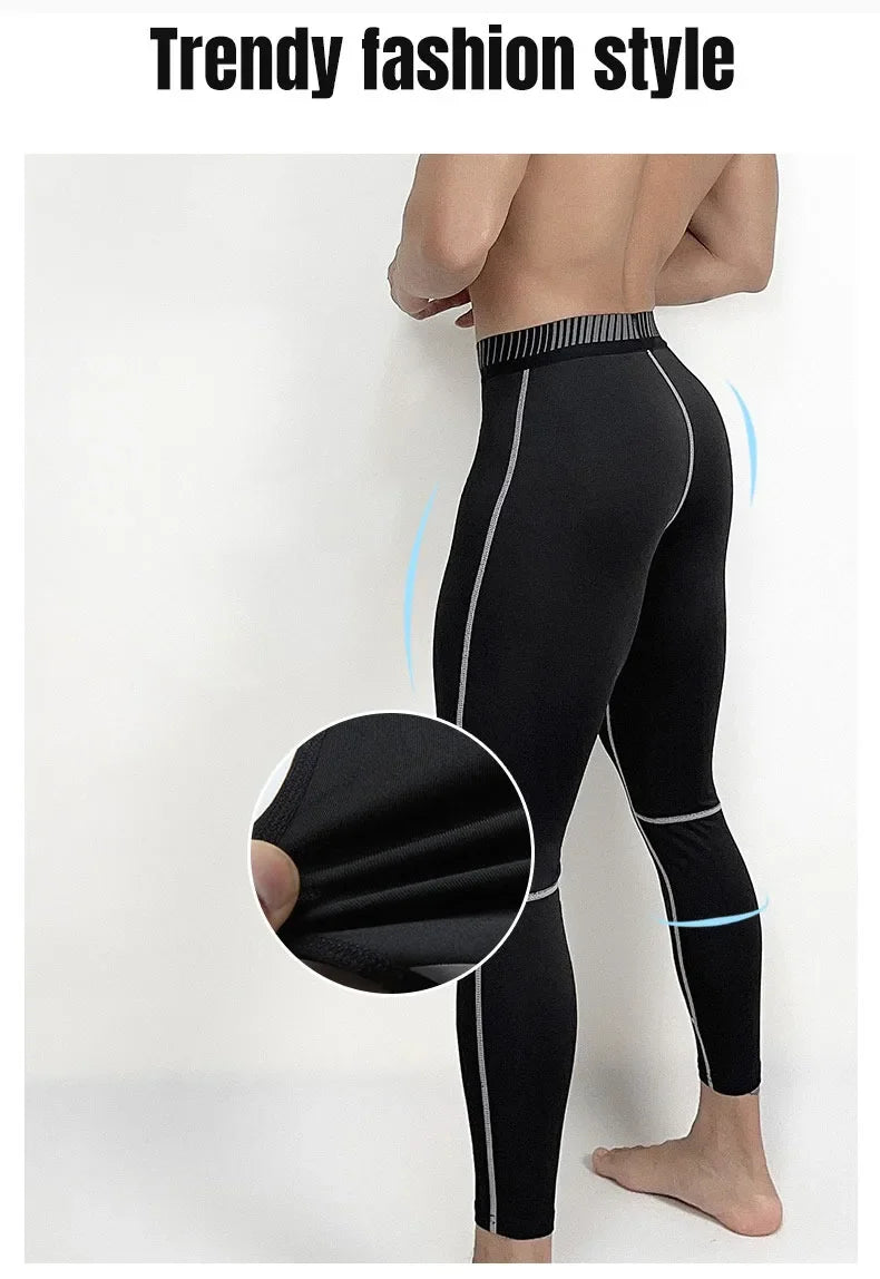 Men Sports Compression Tight Leggings Muscle Training Workout Bottoms Trousers Jogging Dry Yoga Pants Workout Tracksuit