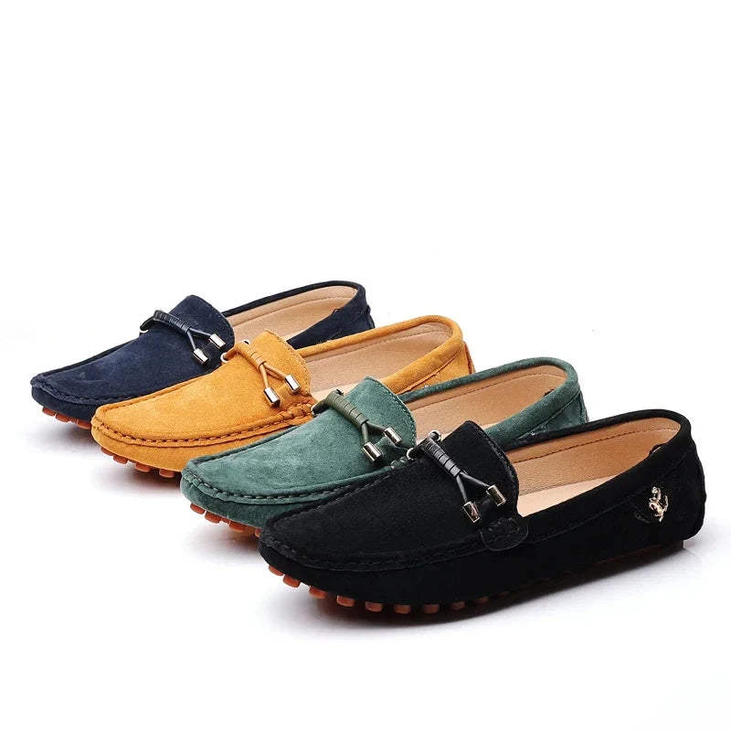 Loafers Men Casual Fashion Suede Men Shoes Lightweight Soft Genuine Leather Moccasins Slip on Driving Shoes for Men Size 48