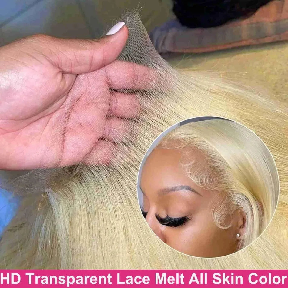 Straight Human Hair Wigs 613 Blonde 13X6 Hd Lace Frontal Wig 220 Density 13X4 Lace Front Wigs Human Hair 38 Inch Pre Plucked Wig