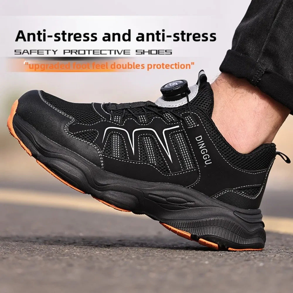 Men's Lightweight Steel Toe Caps Safety Shoes Anti Smashing Anti Piercing Work Shoes Fly Woven Labor Protection Footwear