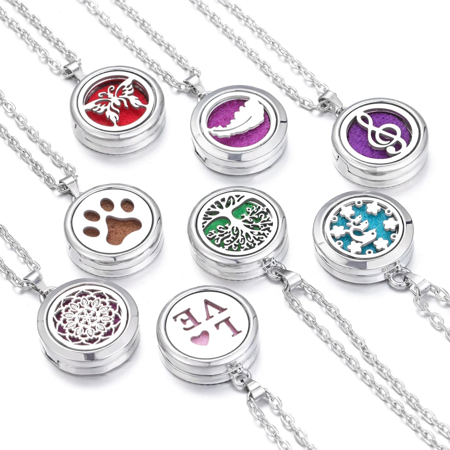 New Tree Of Life Aromatherapy Necklace Stainless Steel Essential Oil Diffuser Amulet Perfume Locket Pendant Women Jewelry Gift