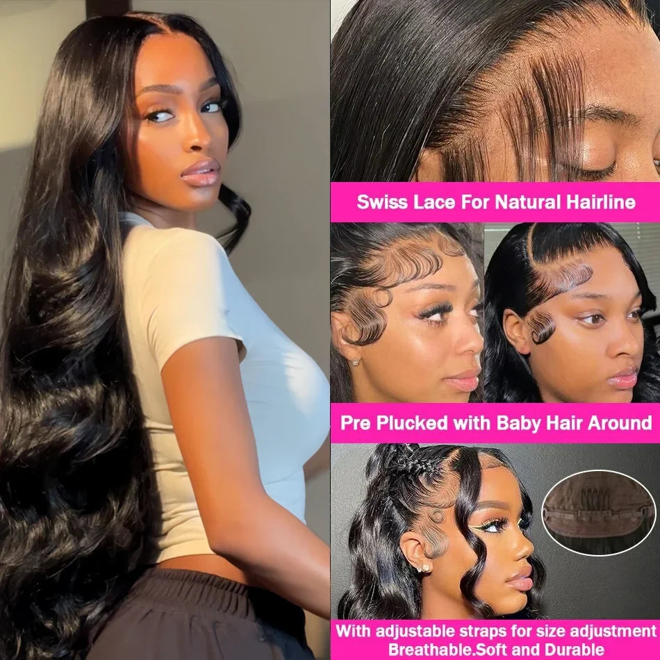 260% Density 13x6 Body Wave Lace Front Wigs Human Hair Pre Plucked 13x4 HD Transparent Lace Frontal Wigs Glueless Human Hair Wig