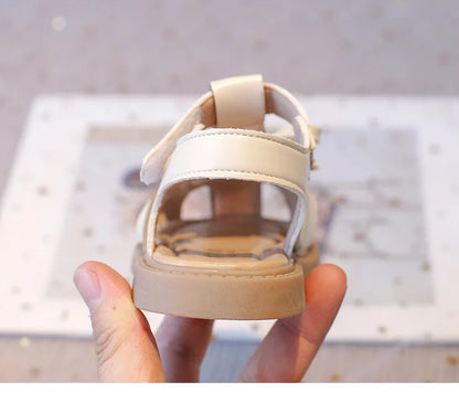 Girls Summer Sandals Toe-covered Anti-kick 2025 Brand New Children Flat Sandals Princess INS Hot Trend Toddler Clog Shoes I03055