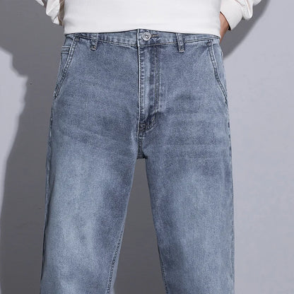 New Men's Micro Elastic Wide Leg Jeans American Retro Versatile Loose Fit Long Pants for All Seasons