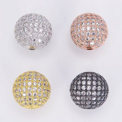 Beads for Jewelry Making Gold Silver Color Accessories Paved Zircon Spacer Bead String Beaded Diy Necklace Bracelet Chain Charms