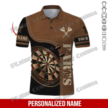 PLstar Cosmos Darts Team Custom Name 3D All Over Printed Premium Men's Polo Shirt Summer Street Casual Short sleeve shirt WK62