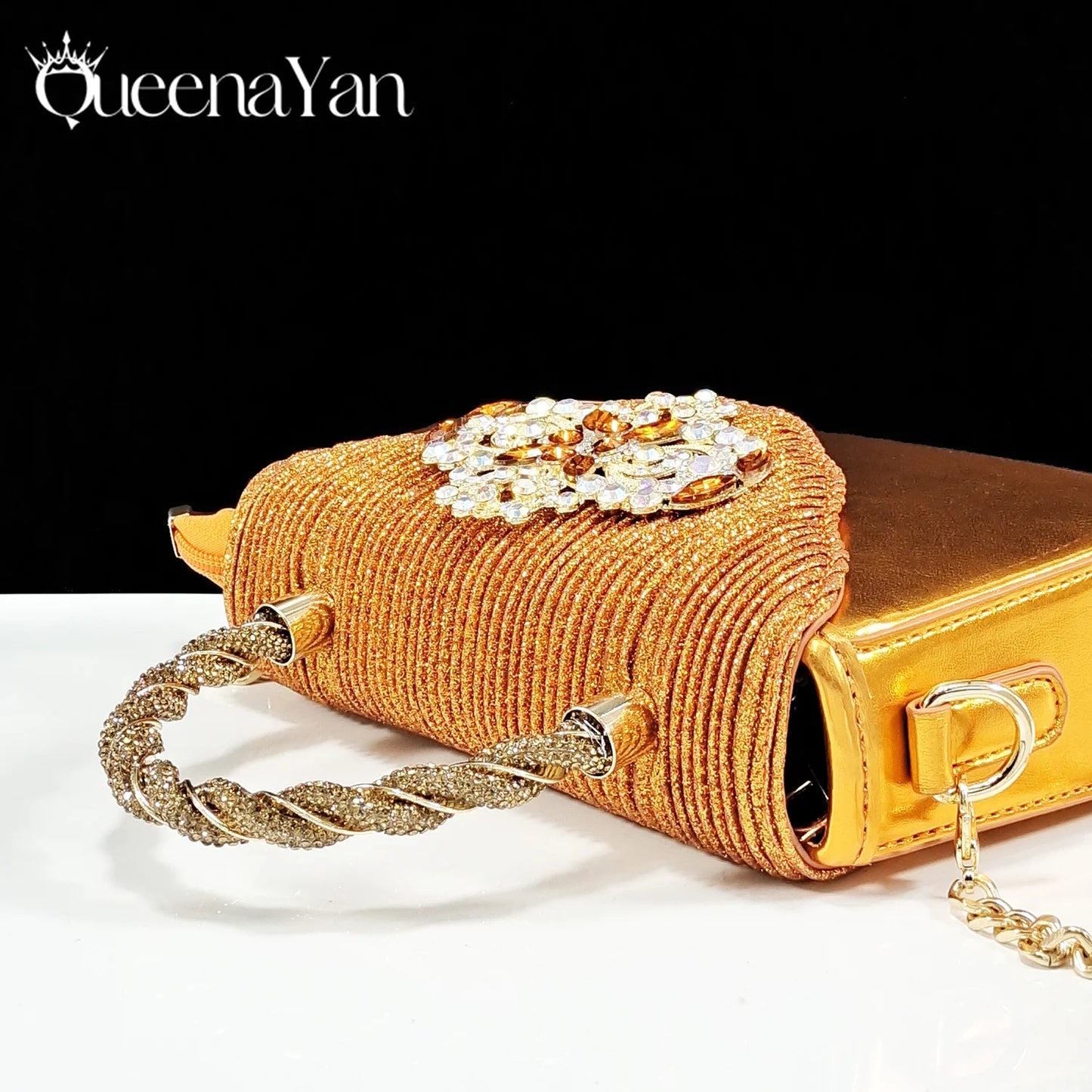 Pointed-Toe Luxury Style Women High Heels Sandal With Bag Set Orange Color for Wedding Party