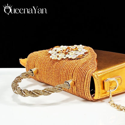 Pointed-Toe Luxury Style Women High Heels Sandal With Bag Set Orange Color for Wedding Party