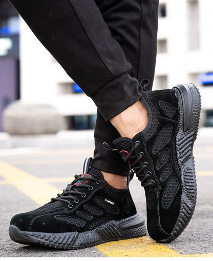 Summer Work Shoes with Protection Breathable Lightweight Safety ShoesSteel Toe Cap Working  Male Construction Work Mesh Sneakers