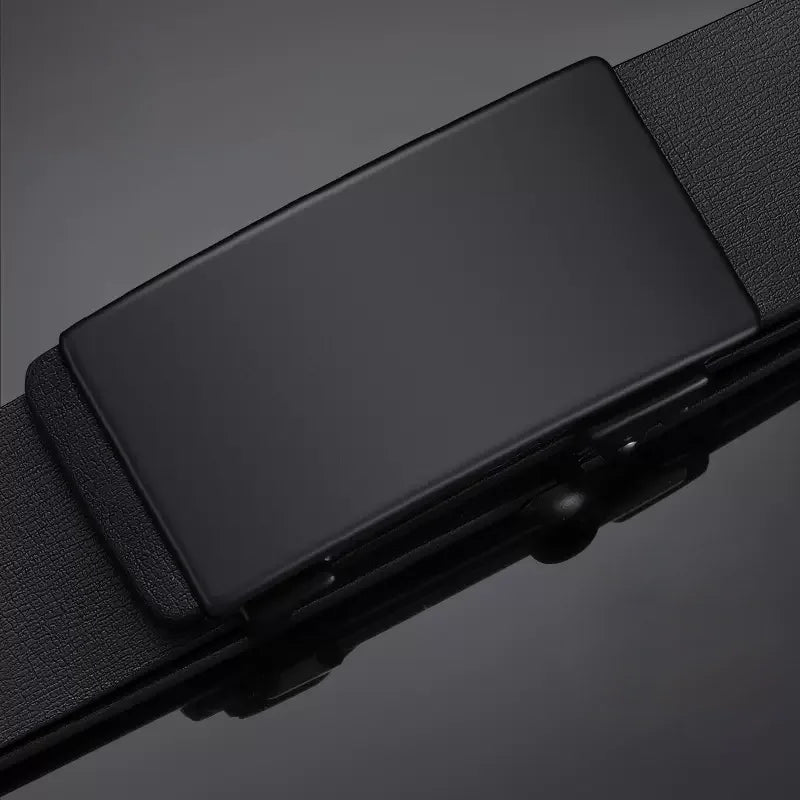 Men Leather Belt Black Metal Toothless Automatic Buckle Business Casual PU Leather Men's Fashion High Quality Belt