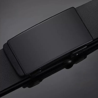 Men Leather Belt Black Metal Toothless Automatic Buckle Business Casual PU Leather Men's Fashion High Quality Belt