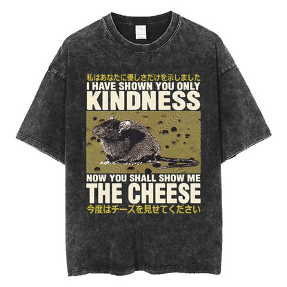 Amare Box No Thoughts Head Empty Japanese T-shirt Funny Capybara Vintage Washed T Shirt Men Women Casual Loose Short Sleeve Tees