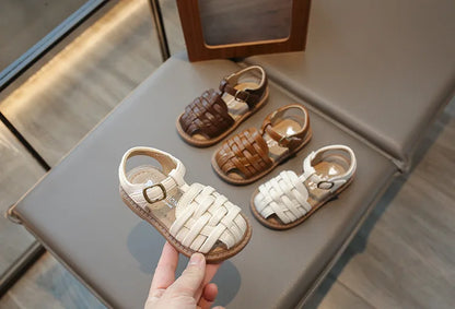 Kids Sandals 2026 Summer Sandals for Boy Fashion Children Cut-Outs Beach Shoes Braided Style Causal Walking Flat Sandals