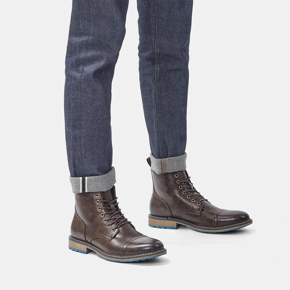 Size 8-13 Retro Men Boots 2025 Fashion Comfortable Spring Leather Boots