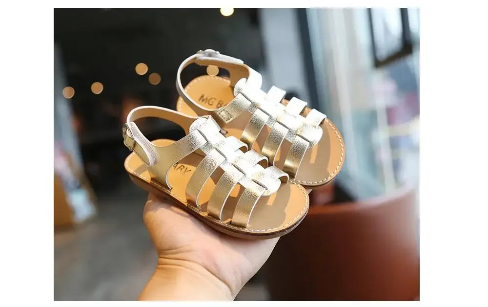 1-6 Years Children Summer Outdoor Beach Shoes Girls Princess Knitted Open Toed Sandals Gold, Silver, Black