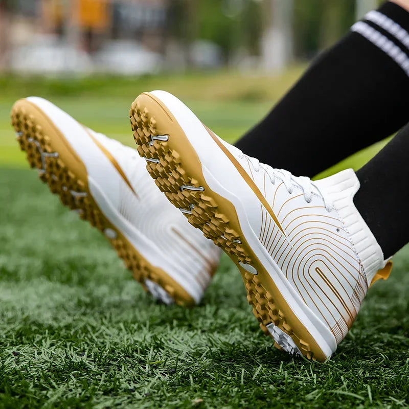Professional Men Ankle Football Boots Outdoor Grass Cleats Unisex Soccer Shoes Long Spikes Tf Football Shoes Chuteira Society
