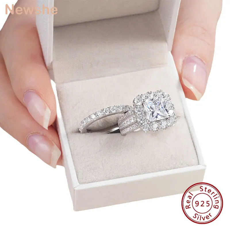 Original 925 Silver Moissanite Rings GRA Certified D Color VVS1 Diamond Wedding Ring Set for Women Luxury Jewelry