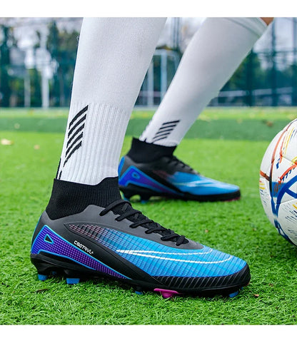 Men Professional Soccer Shoes Outdoor High-Top Sports Football Boots Long Spikes Artificial Grass Training Non Slip Sneakers