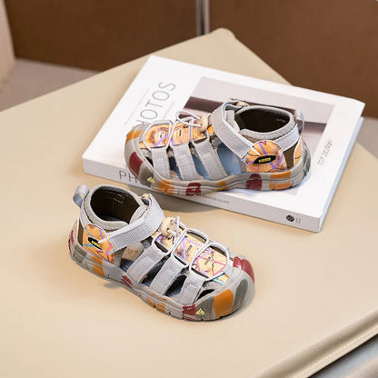 Boys Girls Casual Toes Capped Shoes Soft Sole Kids Sport Sandals Non-slip Children Summer Beach Shoes Classic Pull Rope 2025 New