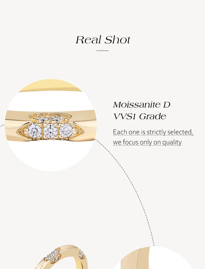 2025 Minimalist Style Moissanite Rings Handmade Design Lab Diamond S925 Silver Unisex Party Band Fine Jewelry Gifts