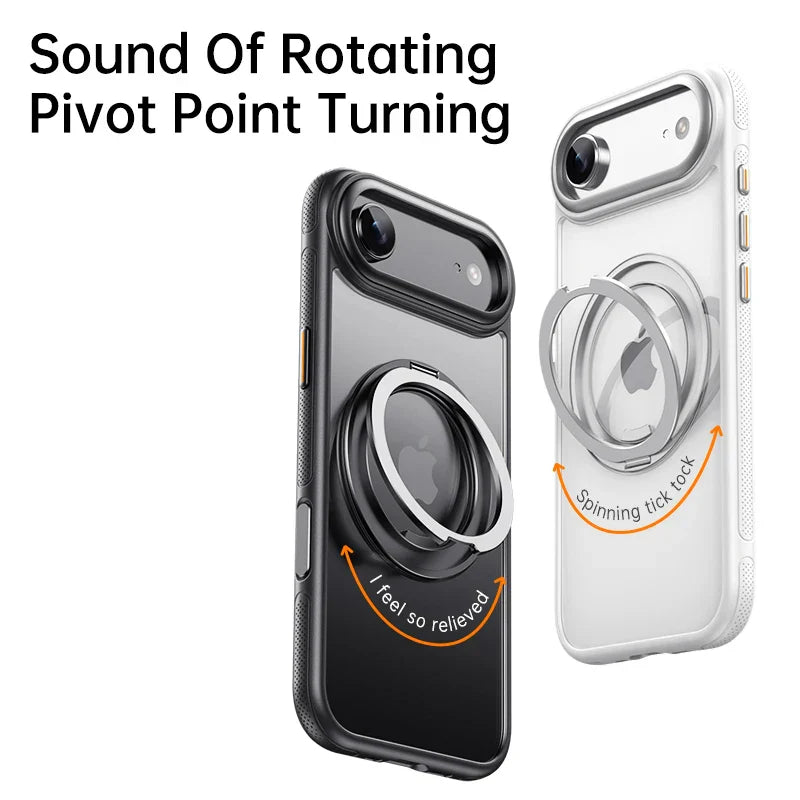 360° transparent Round ring Case for IPhone 12 13 14 15 16 Pro Max Fall prevention funda Cover sling Metal buttons 17 Air case