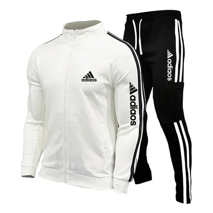 2025 New Men's Zipper Tracksuit Set Sweatshirt and Sweatpants Sports Suit Running Fitness Clothing