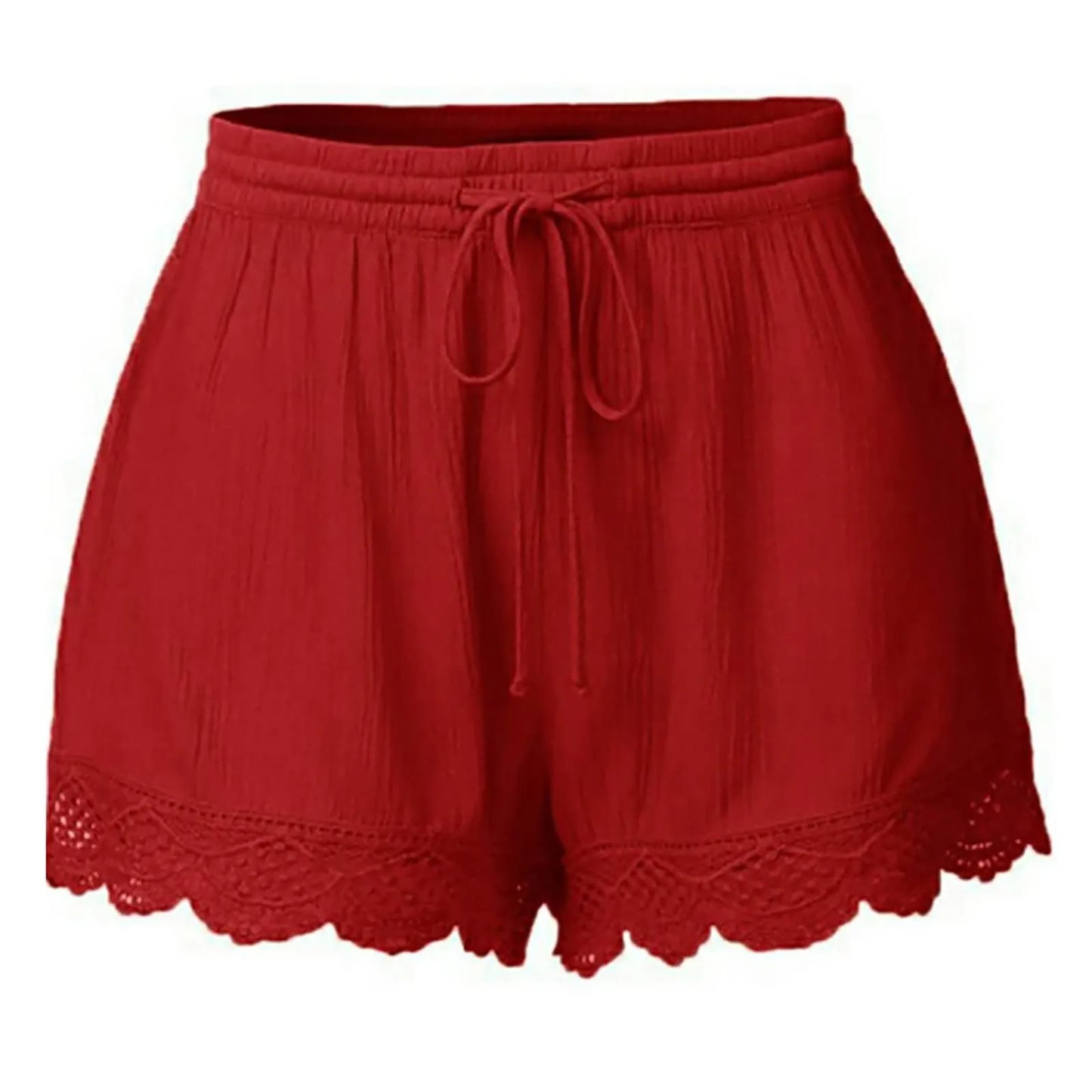 Shorts For Women Ruffle Hem Casual Shorts Plus Size Drawstring  Lace Shorts
