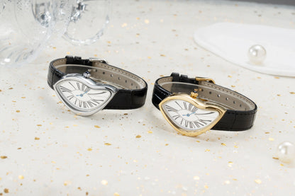 watches melt and twist y2k alien ladies and men Leather strap fashion advanced ins niche design quartz watch