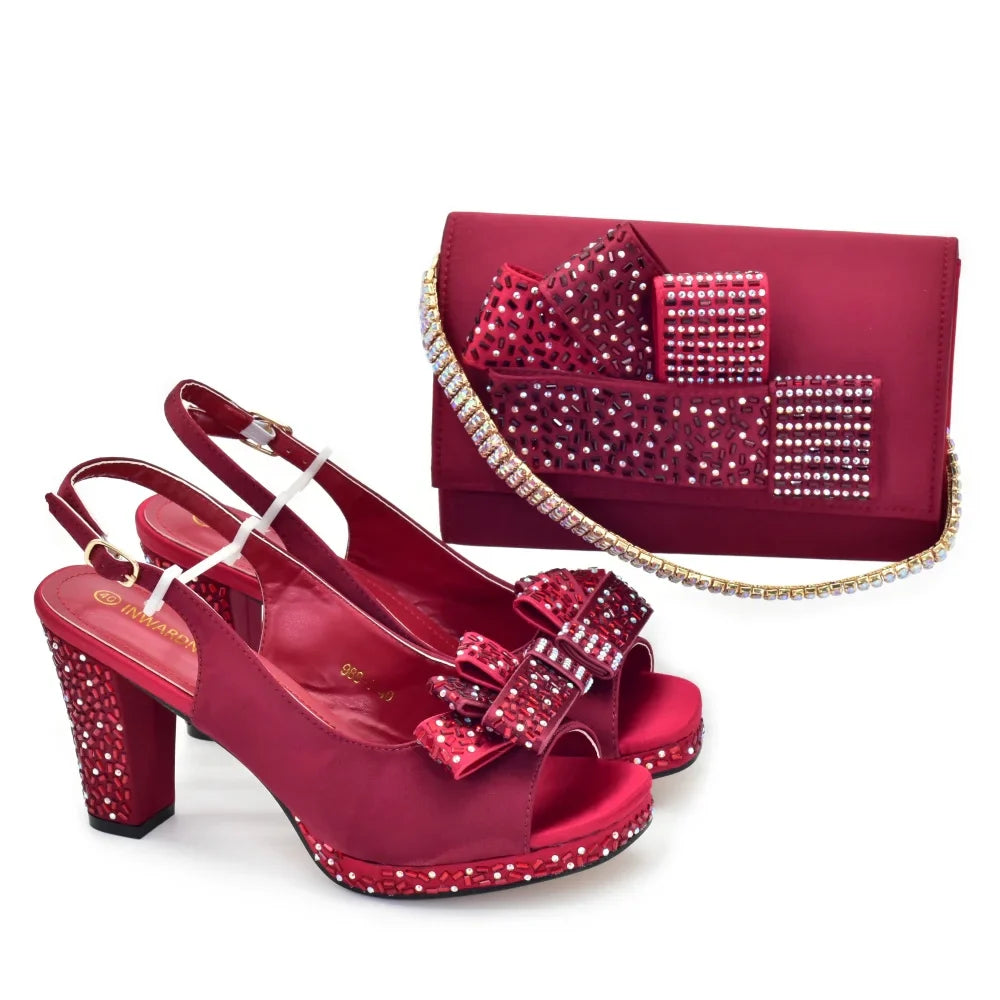 Women Shoes and Bags To Match Set Nigeria Party Luxury Italian Shoes and Bag Set for Women Peep Toe Sexy Wedding Party Sandals