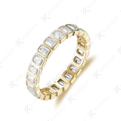 3.5CTW Emerald Cut Moissanite Ring for Men Women PT950 Soild 14K 10K Yellow Gold Silver Band Ring for Wedding Christmas