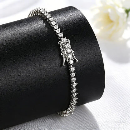 Certified 2mm All Moissanite Tennis Bracelets for Women Thin Chain Lab Diamond Dainty Jewelry 100% Real 925 Pure Silver