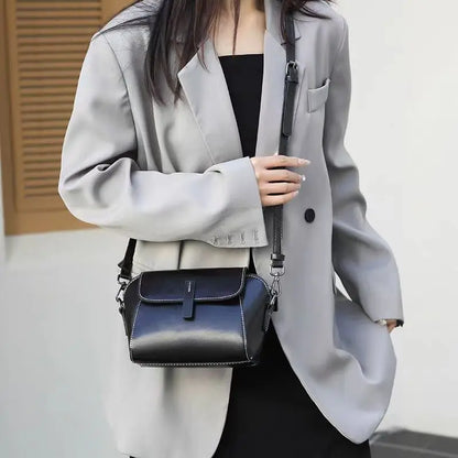 Women's Small Phone Bag Fashionable Oil Wax Cowhide Leather Handbag Versatile and Simple Shoulder Bag High Quality Crossbody Bag