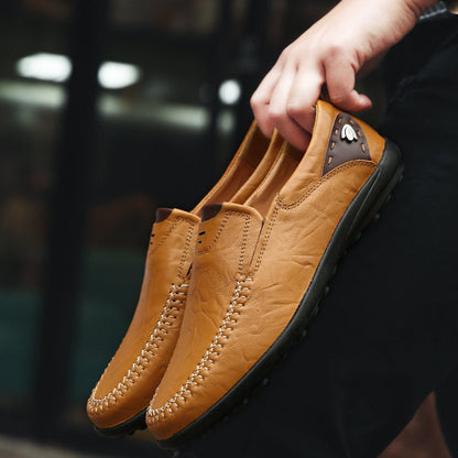 Men Shoes Casual Luxury Brand Genuine Leather Italian Men Loafers Moccasins Slip on Mens Driving Shoes Black Brown Plus Size 47