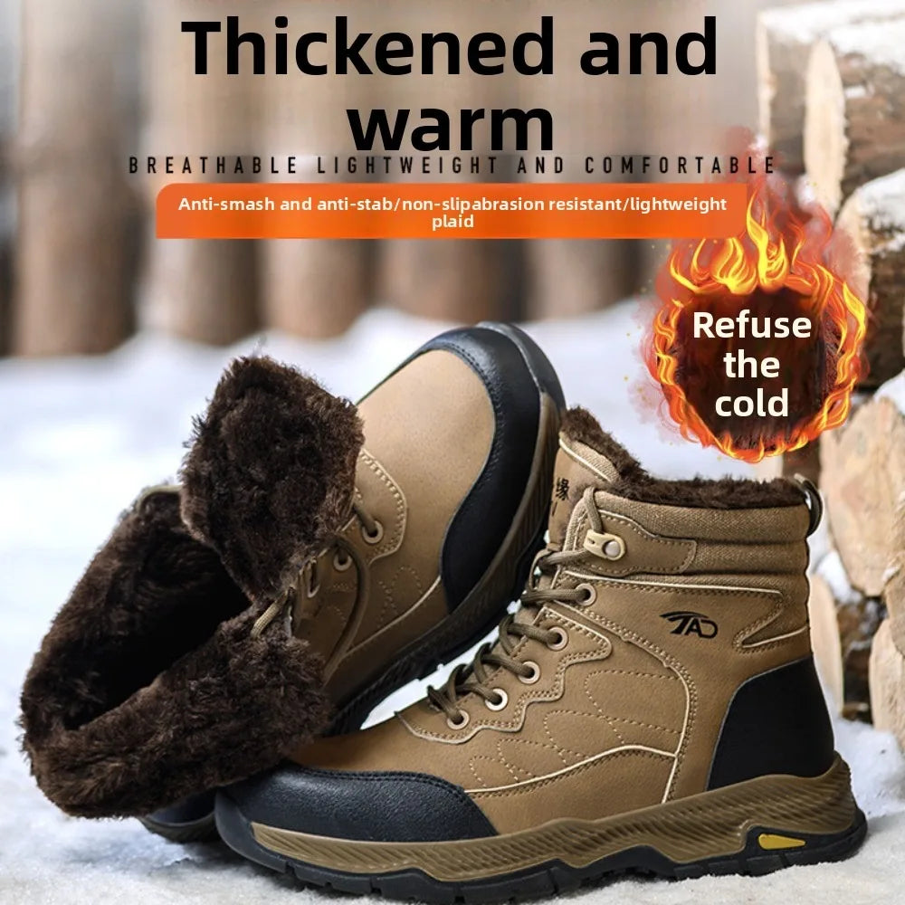 Insulated Anti Smashing  Anti Stabbing Welding Shoes for Safety Work Electricians Use Plush and Thickened Labor Protection Shoes