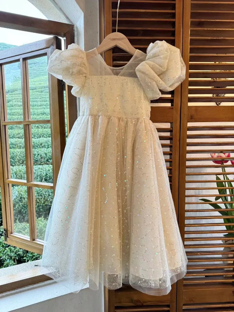 Children Dress Princess Dress 2026 Summer New Girls Sparkling Fairy Fluffy Gauze Dress