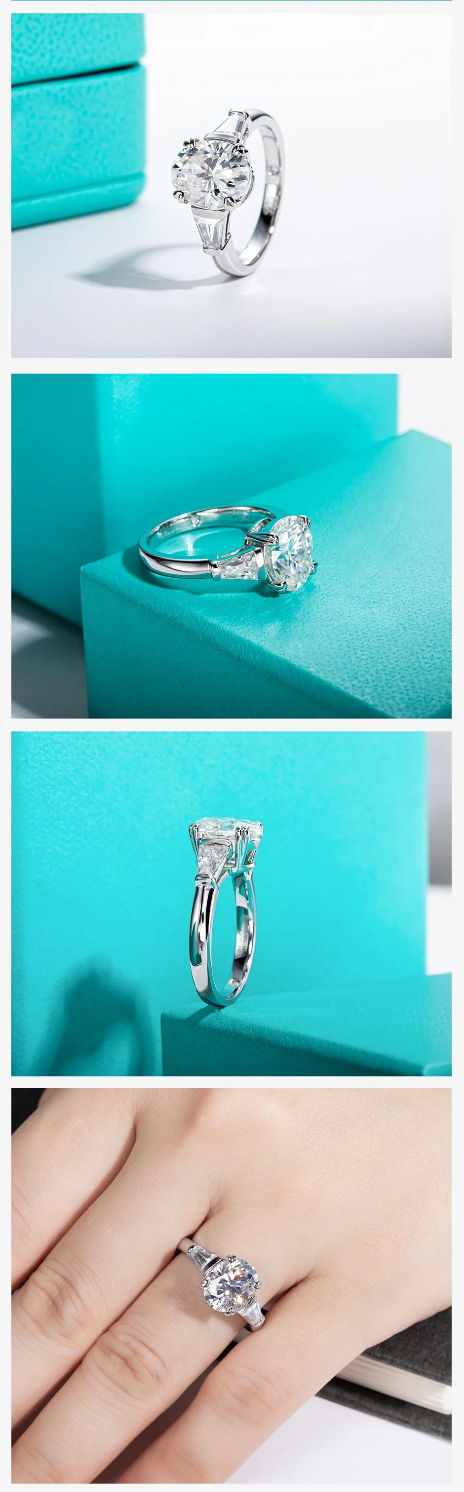 3.8cttw Oval Cut D Color Moissanite Diamond Engagement  925 Sterling Silver Rings For Women  Jewelry Wholesale