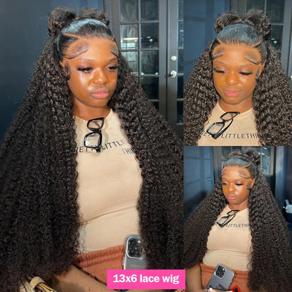 250% High Density 40 46inch Curly Wigs Raw Human Hair 13x4 13x6 HD Lace Frontal Wigs Human Hair Deep Wave Frontal Wigs on Clearance Sale Cheap Wig Pre Plucked with Baby Hair Original Vietnamese Wigs Wet and Wavy Water Wave La