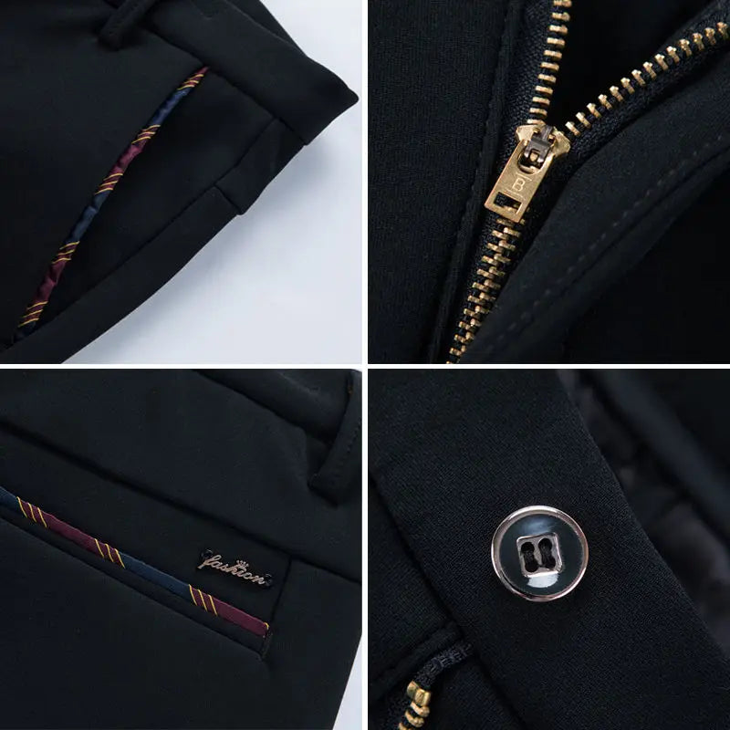 Fashion Men's Dress Pants Black Straight Business Casual Trousers Stretch Non-Ironing Slim Fit Formal Wear Suit Pants for Man