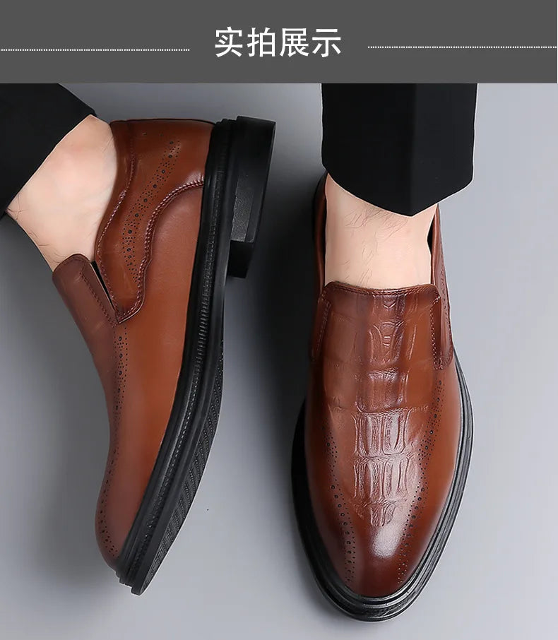 2026 Spring Autumn New Designer Brogue Shoes for Men Fashion Business Casual Shoes Male Solid Color Leather Shoe Loafers Man